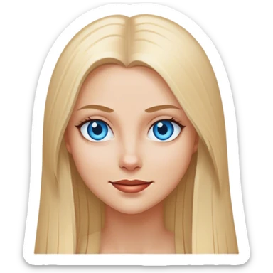 beautiful white girl with long straight blonde hair blue eyes smiling evil sticker