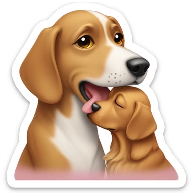 dog kissing caf sticker