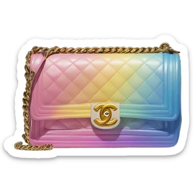Cuba collection Chanel boy bag with Rainbow diagonal ombré with pastel pink, yellow and blue sticker