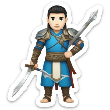 Male Mongolian warrior with white skin and blue eyes sticker