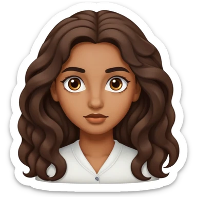chica morena con pelo largo, ondulado, cejas de choni y ojos rasgados sticker