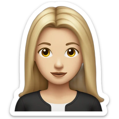 white girl with medium length hair in a shirt under a black longsleeve sticker