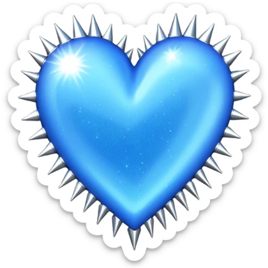 blue glittery heart with chrome spikes sticker
