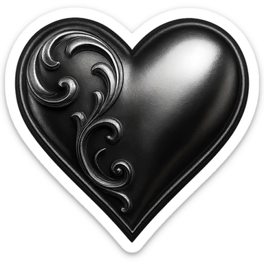 black gothic heart, ornate, dark, elegant sticker