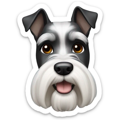 Miniature Schnauzer black and white with bald man sticker