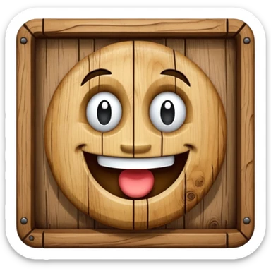 physical home with roof shaped face mascot on neck  sticker