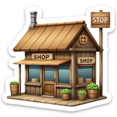 Magic Shop – Small wooden shop with “Shop” sign.
 sticker
