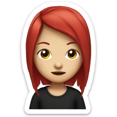 emo asian girl with red hair sticker