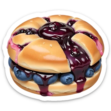 Make an emoji of a blueberry bun (small) that's broken off a bit so you can see the blueberry jam sticker