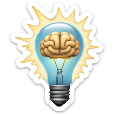 A lightbulb flickering or a brain with animated sparks, representing bursts of ideas and innovation.

 sticker