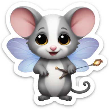 Possum with fairy wings and a wand  sticker