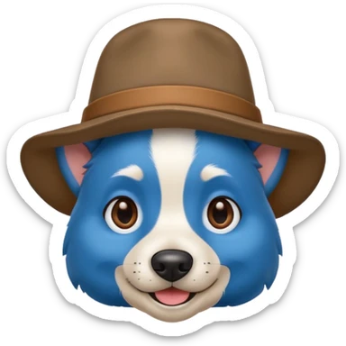 Blue dog wearing a hat sticker