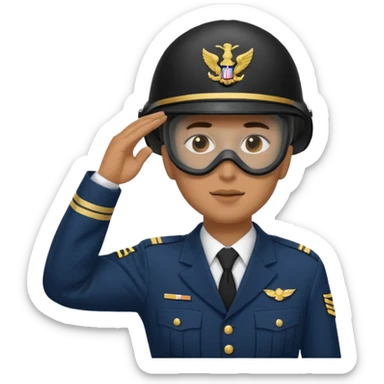 Soldier saluting with helmet + navy mask sticker