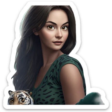 girl with tiger and bug sticker