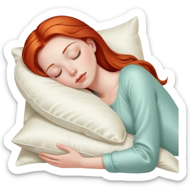 Sleeping beauty redhead white girl with a silk pillow sticker
