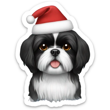 Black Shih Tzu Christmas sticker