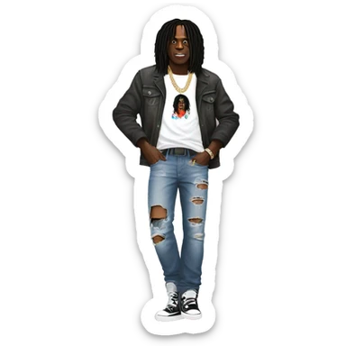 cheif keef wearing ripped jeans and bape designer sticker