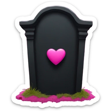 a black Grave with the letters RIP in a dark pink heart sticker