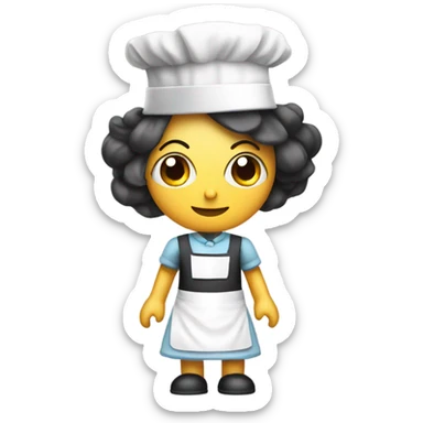Robot wearing a maid apron and hat sticker