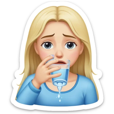Girl crying drinking water sticker