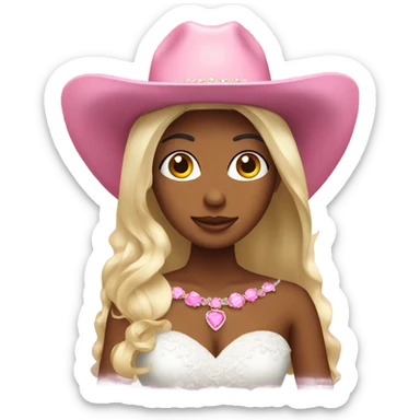 bride wearing pink cowgirl hat sticker