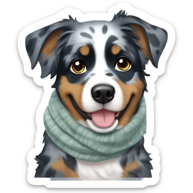 Blue merle aussie rottie mix with scarf  sticker