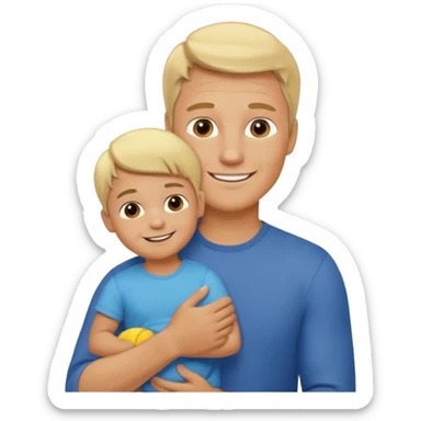 silhouette of a blond father holding a child sticker