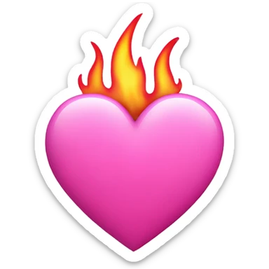 Pink heart with pink flames sticker