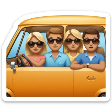 road trip, van with friends sticker