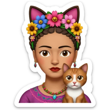 Frida Kahlo with cat sticker