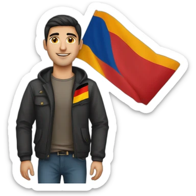 Armenian guy with flag of germany at the hand sticker