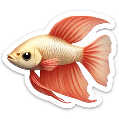 Beige betta fish with light red short fins, position: full profile sticker