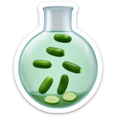 Cucumber detox water In a Transparent cylindrical flask sticker