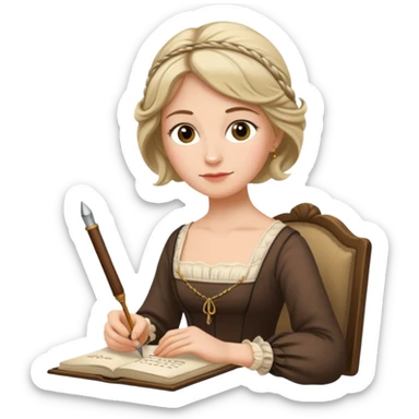 Jane austin writing with a quill in hand sticker