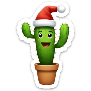 Happy Cactus with Santa Hat sticker