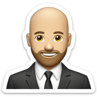 handsome bald man in a business suit with beard sticker