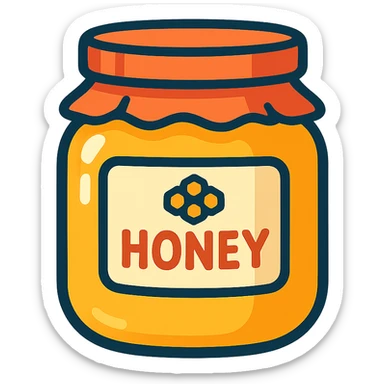 cartoon honey jar with label in vibrant toon style sticker
