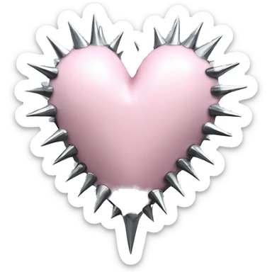 light pink metal gothic heart with chrome spikes sticker