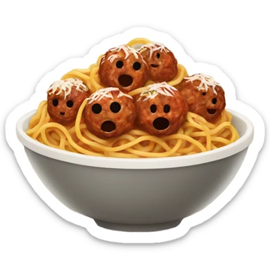 spaghetti with meatballs in a bowl sticker