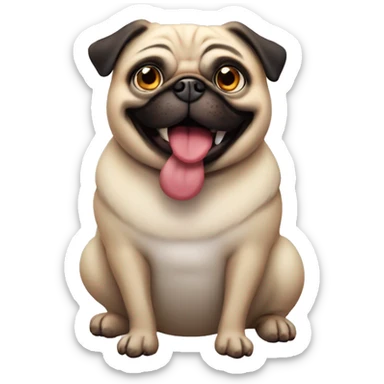 a happy fat crazy pug sticker