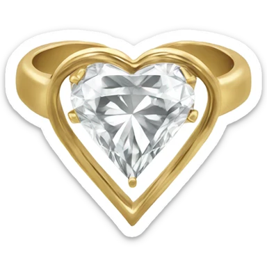 Heart shaped diamond on a gold ring sticker