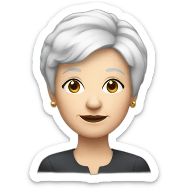 an old white woman with a black square haircut, with the body of a rat sticker
