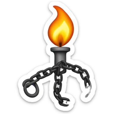 a chain that holds the flame of a fire on a leash sticker