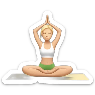 A  blonde girl doing yoga with minimal sticker