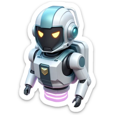 Clash of Clans aesthetic: Cinematic Playful 3D Isometric Jetpack Emoji, rendered in a 3D vector-style similar to standard emojis with minimal shading and bold, simplified shapes. A compact, distinct form with signature details, softly glowing with a futuristic sci-fi warfare charm. Simplified yet unmistakably iconic, highly detailed and consistent, glowing with a soft radiance and high shine. Stylized with a touch of high-tech brilliance and a soft glowing outline, capturing the essence of a beloved gaming relic with a friendly, playful manner! sticker