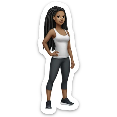 elegant light-skinned dark dreadlocks beauty full body exercising  sticker