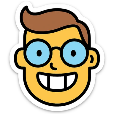 color outline icon of a dorky face with glasses sticker