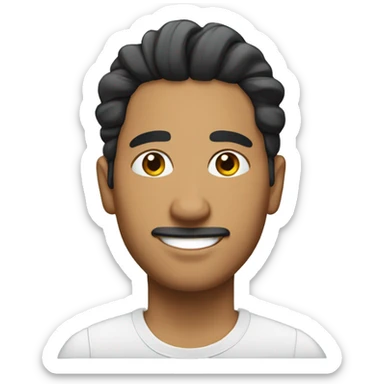 A Hispanic man wearing a bun sticker