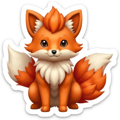Vulpix Pokemon fox with six tails and orange-red fur sticker