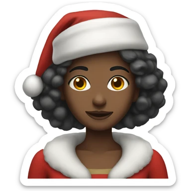 White woman dark hair as santa claus sticker